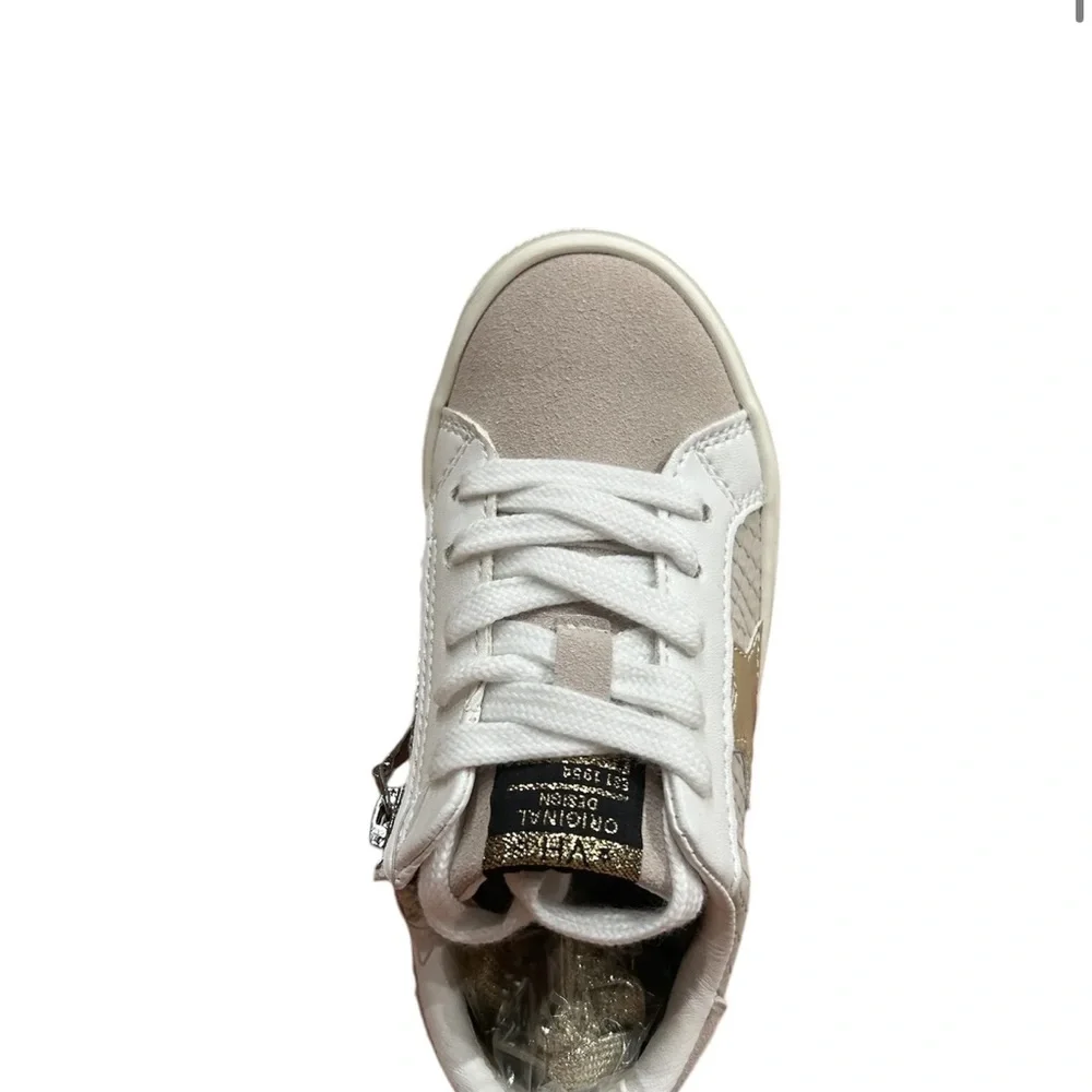 Vintage Havana GOLD STAR WHITE LACED TAUPE CROCO LOW TOP New size 10 Toddler